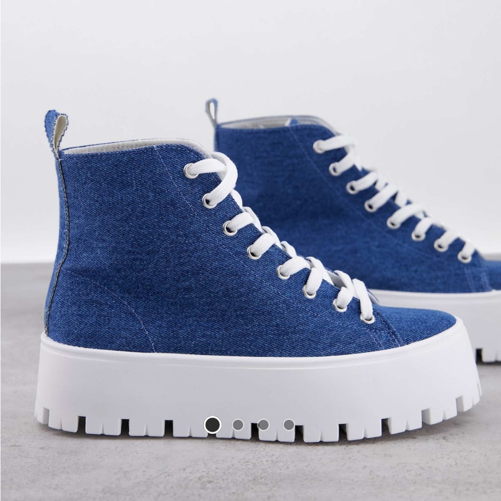 **NEVER WORN** ASOS DESIGN Detra chunky high top sneakers in blue denim